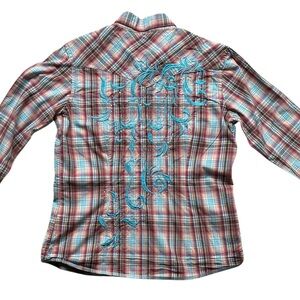 Panhandle Slim Women’s Plaid Western Snap Shirt 100% Cotton Size Small